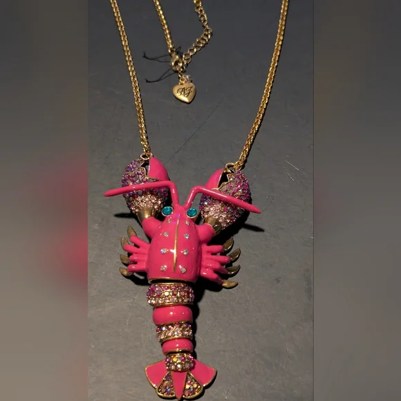 Betsey Johnson Pink and Gold Lobster Necklace - Picture 11 of 14